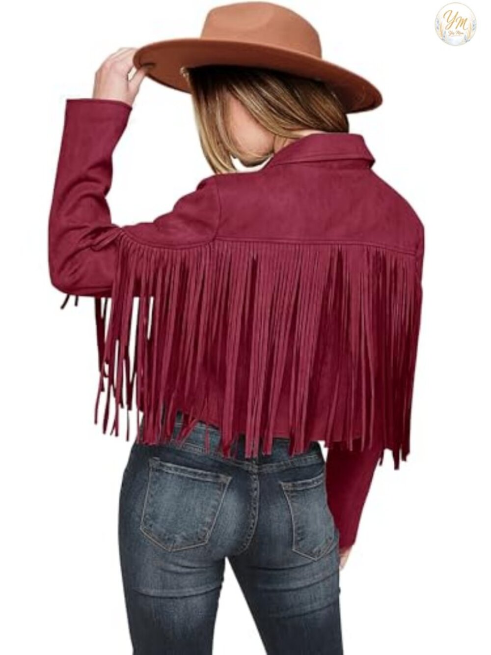 Faux Suede Fringe Tassel Cropped Motorcycle Jacket